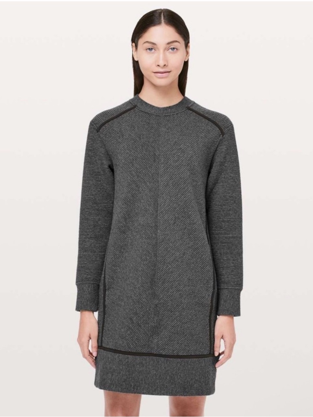 Lululemon On Repeat Dress Size 12 Heathered Core Dark Grey Long Sleeve